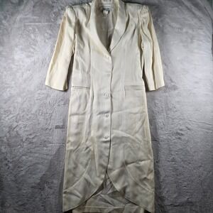 Michael Blair Duster Coat Women 11/12 Cream Vintage 80s 90s ILGWU Union Tag Long